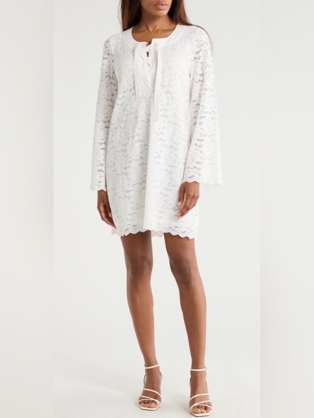 Parker Long Sleeve Lace Dress in White NWT